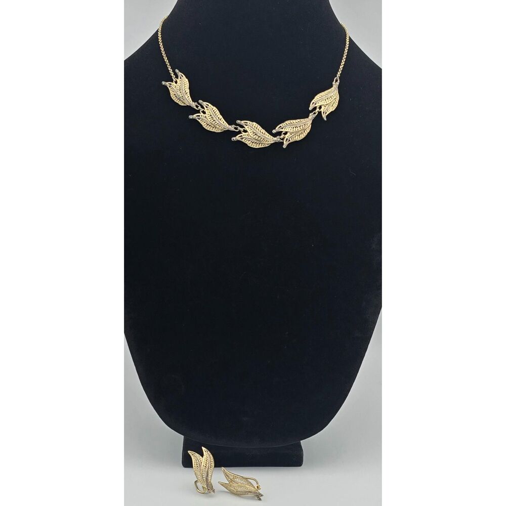 Vintage Art Deco Germany Sterling Vermeil Marcasite Leaf Demi Parure